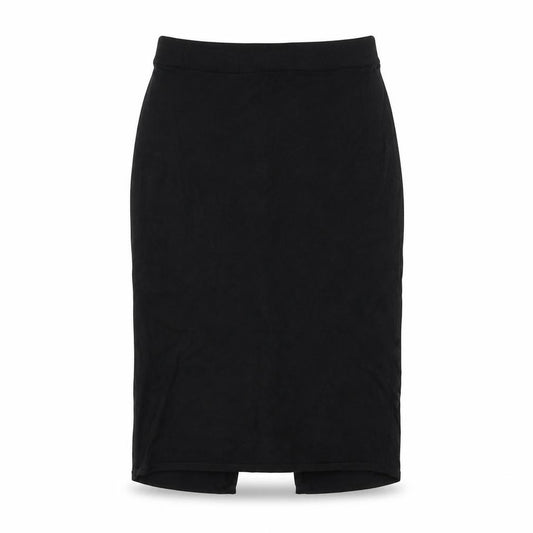 Front view of H&M women’s black a-line skirt, size M