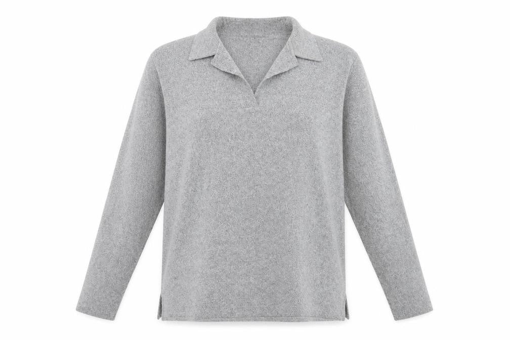 Front view of Dorothy Perkins women’s grey knit jumper, size UK 10