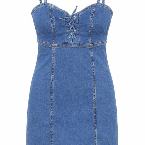 Denim & Co. Womens Blue  Denim Bodycon  Size 6  - Lace up detail