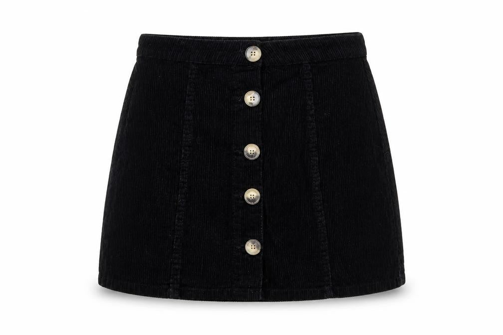 Denim & Co. Womens Black  Corduroy Mini Skirt Size 8