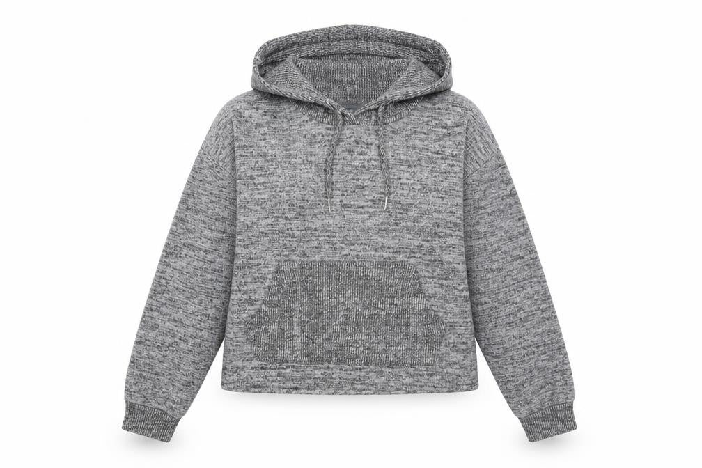 Front view of Primark women’s grey pullover hoodie, size S