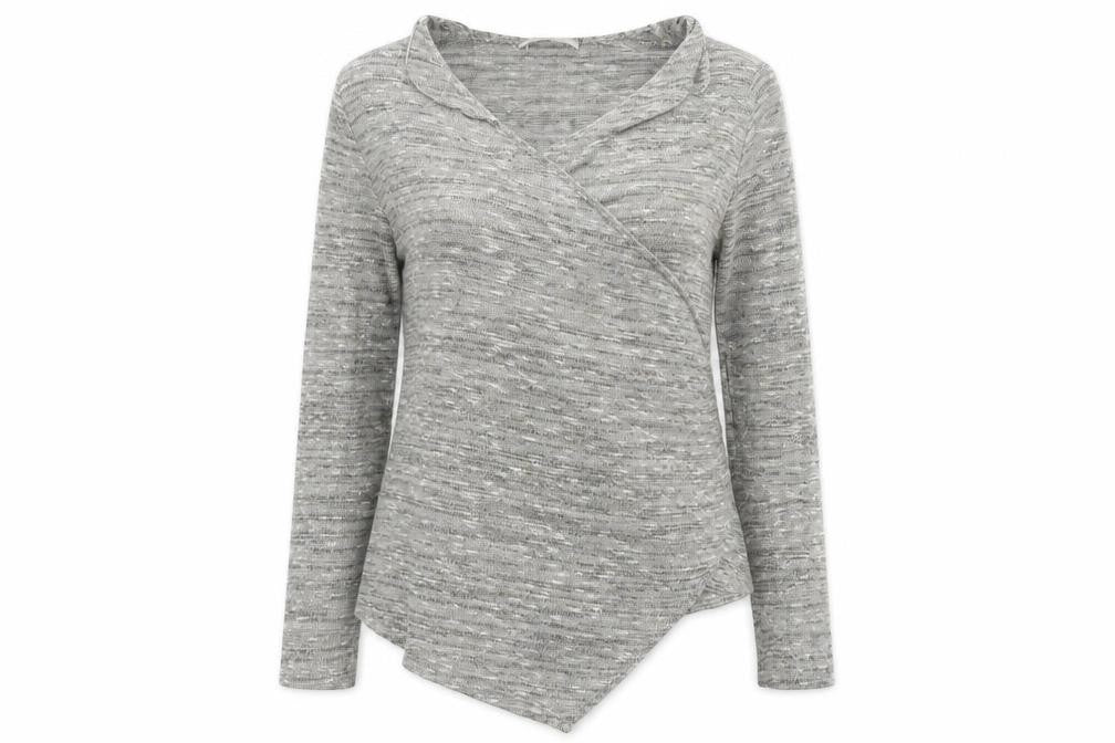 Front view of George women’s grey cardigan jumper, size UK 12