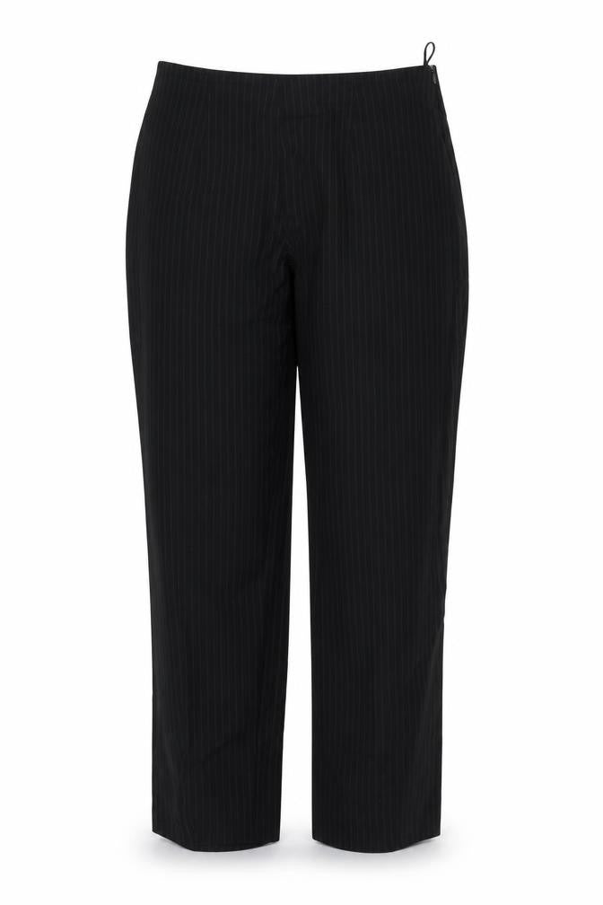 Marks and Spencer Womens Black Striped  Trousers  Size 14 L29 in