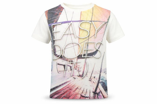 Front view of Next boys’ white basic t-shirt, size 6, years