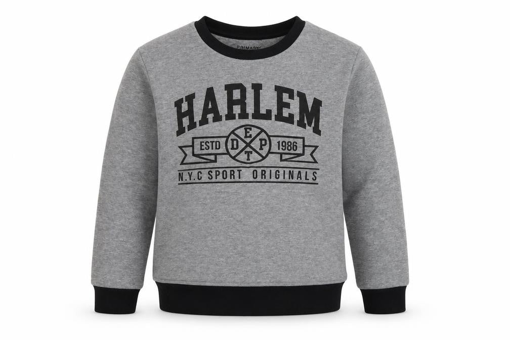 Front view of Primark boys’ grey pullover sweatshirt, size 10-11, years