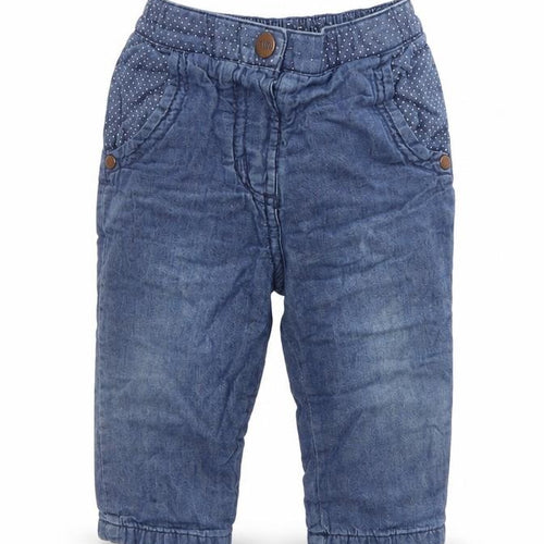 Nutmeg Girls Blue Polka Dot Denim Capri Jeans Size 6-9 Months