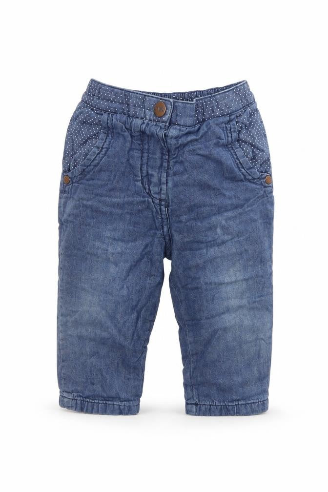 Nutmeg Girls Blue Polka Dot Denim Capri Jeans Size 6-9 Months