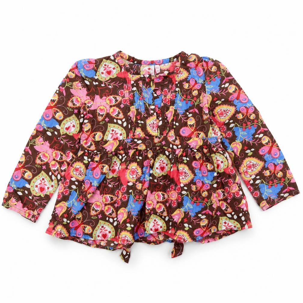 Front view of Butterfly girls’ brown floral basic blouse, size 5, years
