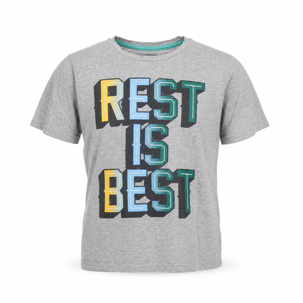 Front view of Marks & Spencer boys’ grey rayon basic t-shirt, size 10, years