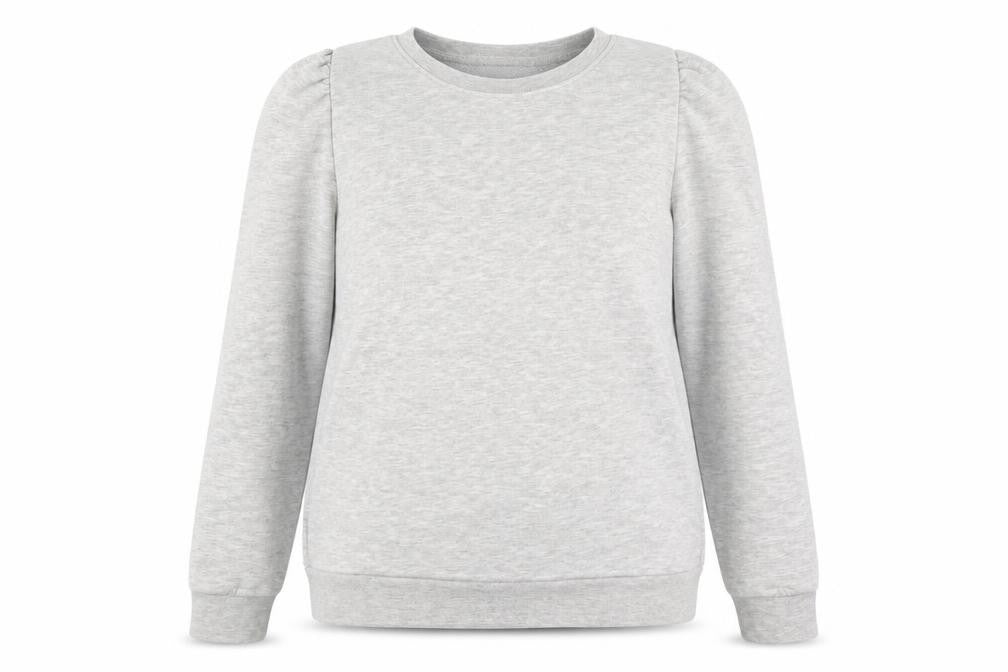 Front view of women’s green pullover sweatshirt, size UK 10