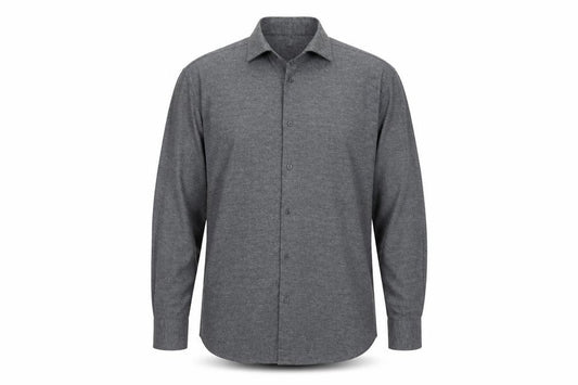 Front view of camiciamoci men’s grey button-up, size XL