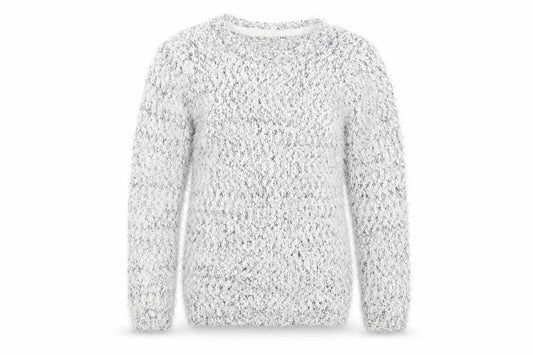 Front view of Young Dimension girls’ white knit jumper, size 9-10, years