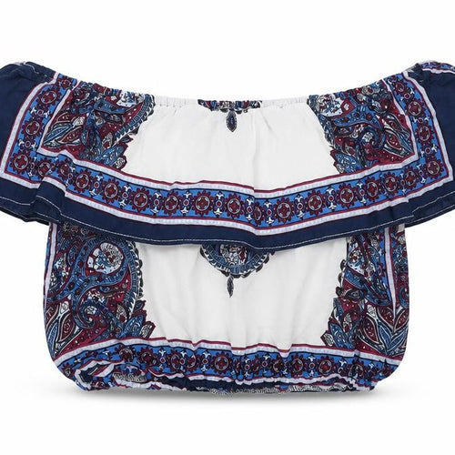 Love & Other Things Womens Blue Geometric  Cropped Tank Size M  - Batik