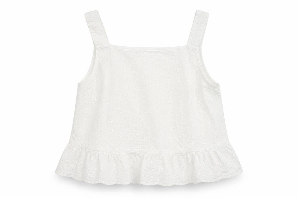 Front view of Divided women’s white cropped tank, size UK 14