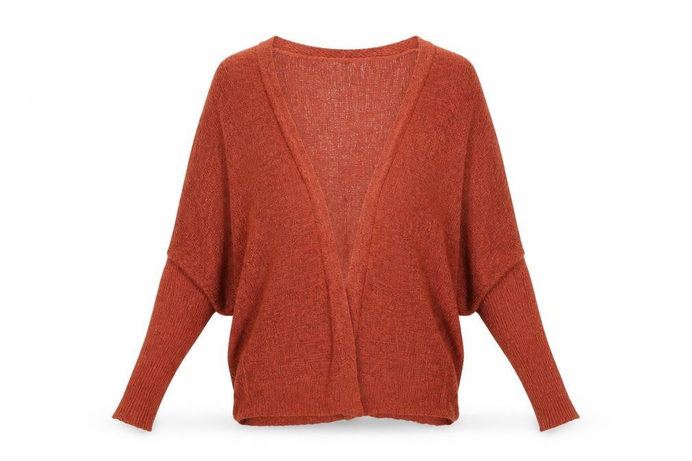 Front view of Primark women’s brown knit wrap jumper, size S