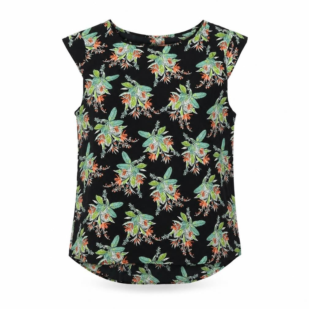 Peacocks Womens Black Floral  Basic Blouse Size 10