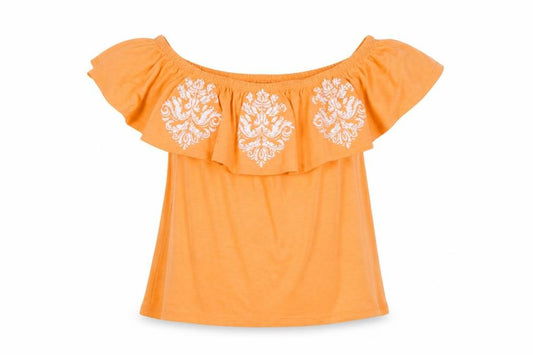 Front view of intuition women’s orange basic t-shirt, size UK 12
