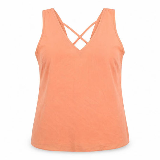 Front view of Atmosphere women’s orange basic blouse, size UK 14