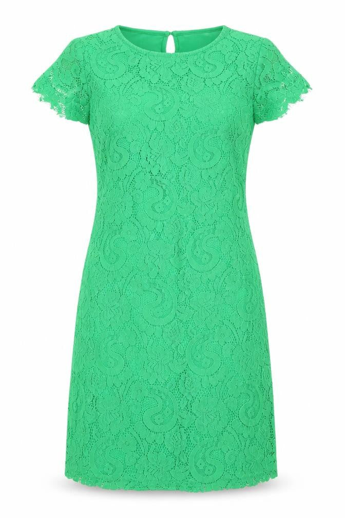 Front view of Dorothy Perkins women’s green rayon a-line, size UK 6