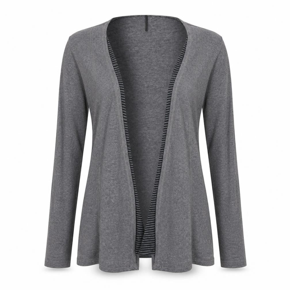 Front view of Marks & Spencer women’s grey cardigan jumper, size UK 10