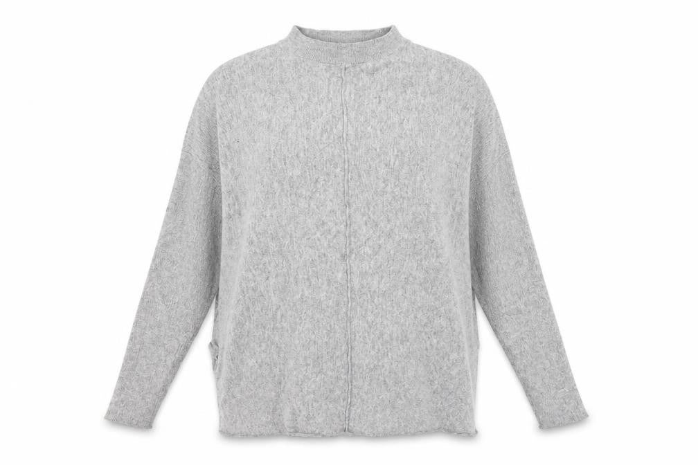 Front view of Atmosphere women’s grey knit jumper, size UK 10