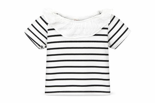 Front view of Preworn Baby White Striped Basic T-Shirt, size 12-18, Months