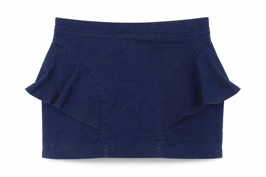 Front view of Bershka women’s blue mini skirt, size M