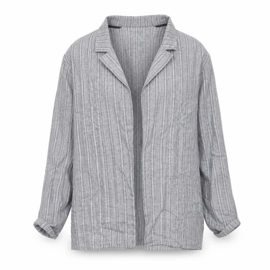 Front view of Primark women’s grey striped jacket, size UK 10