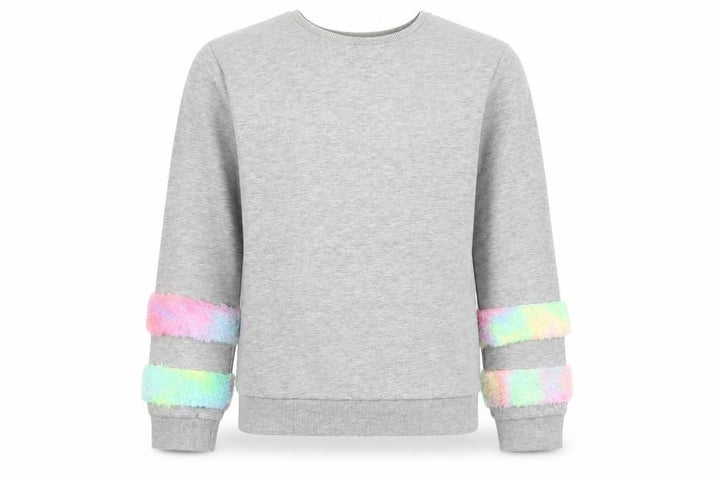 Matalan Girls Grey Striped Pullover Sweatshirt Size 10 Years