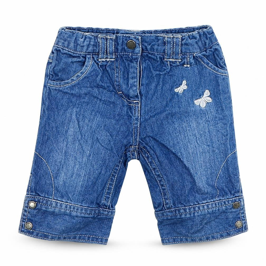 Vertbaudet Girls Blue  Denim Capri Jeans Size 18-24 Months