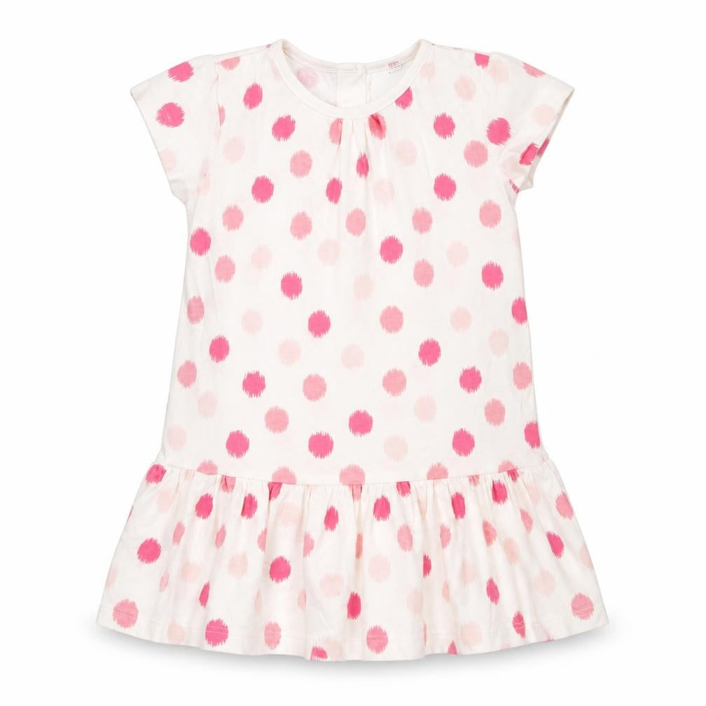 F&F Girls White Polka Dot  T-Shirt Dress  Size 12-18 Months