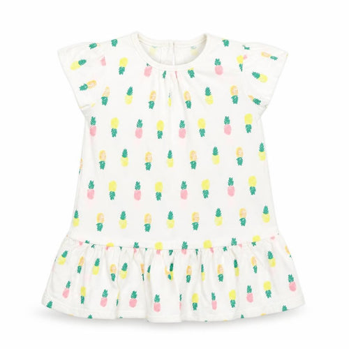 F&F Girls White   T-Shirt Dress  Size 12-18 Months  - Pineapple print