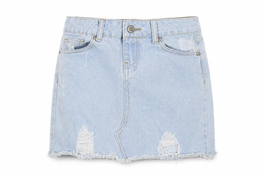 Front view of generation girls’ blue denim straight & pencil skirt, size 11, years
