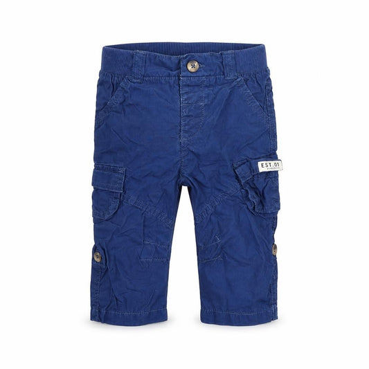 Front view of F&F boys’ blue capri trousers, size 6-9, months