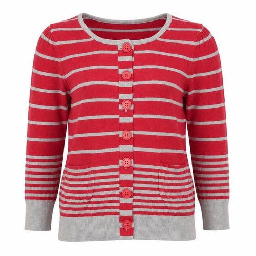 Great Plains Womens Red Striped  Cardigan Jumper Size S