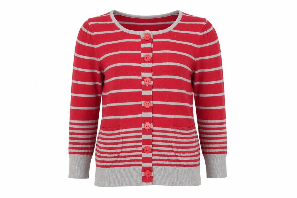 Great Plains Womens Red Striped  Cardigan Jumper Size S