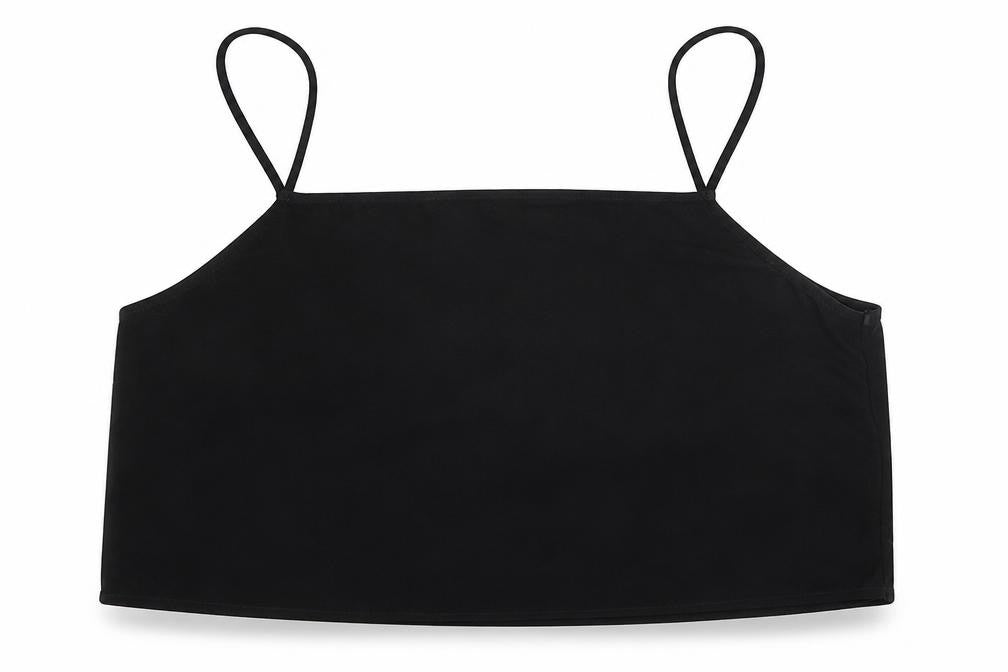 Front view of Topshop women’s black cropped blouse, size UK 12