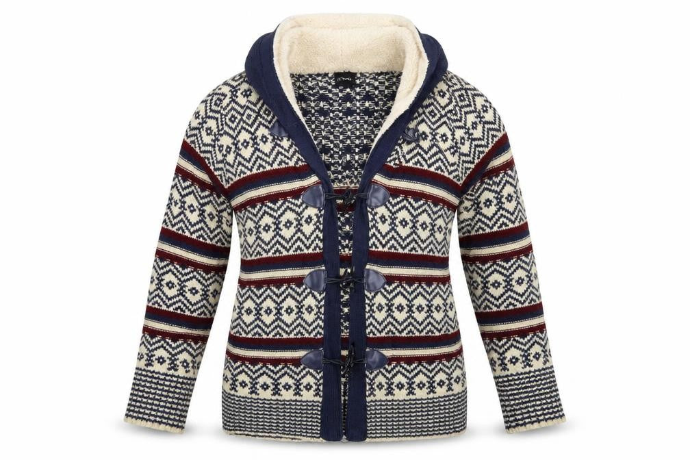 Front view of Beyou women’s multicoloured geometric jacket coatigan, size UK 14