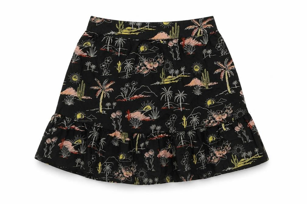 Front view of Tu girls’ black geometric flare skirt, size 5, years