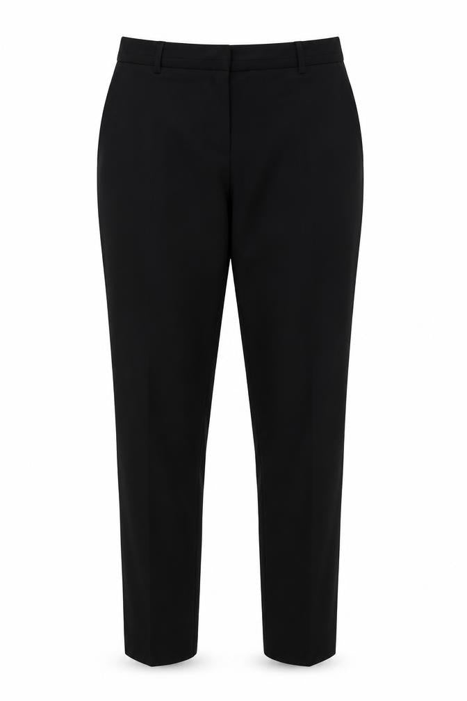 Front view of Peacocks women’s black trousers, size UK 8, 26-inch leg