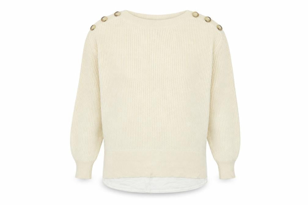 Front view of Dorothy Perkins women’s beige jumper, size UK 10