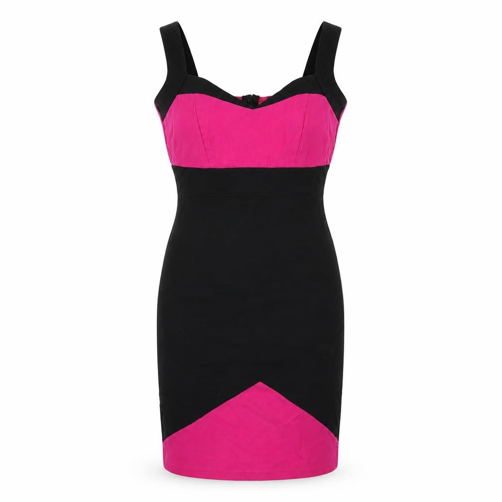 Front view of women’s black bodycon, size UK 8
