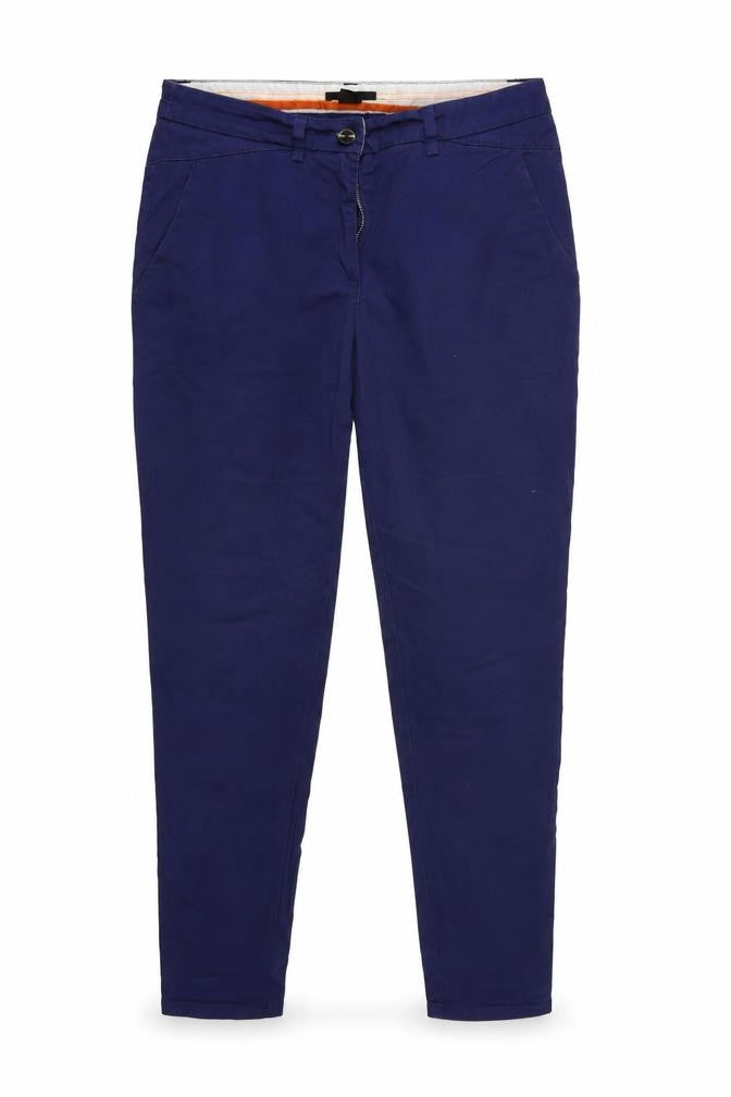 Front view of H&M women’s blue skinny jeans, size UK 8, 28-inch leg