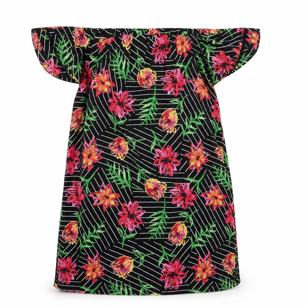 Front view of Primark women’s black floral fit & flare, size UK 8