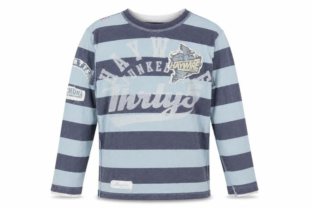 hay wire Boys Blue Striped  Basic T-Shirt Size M