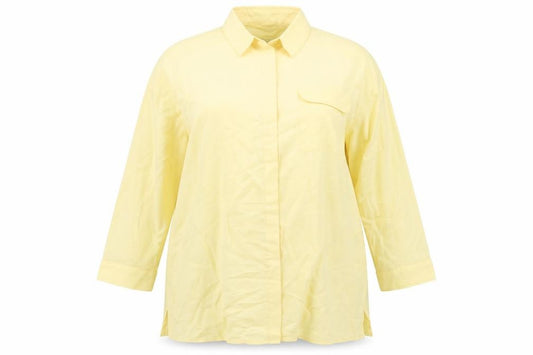 Front view of Next women’s yellow tunic button-up, size UK 12