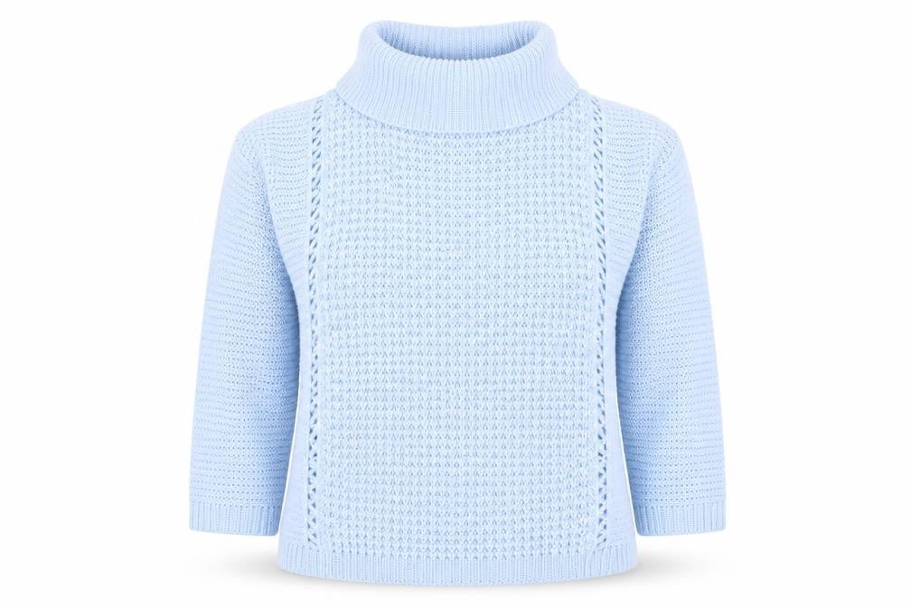 Front view of Pep&Co women’s blue jumper, size UK 16