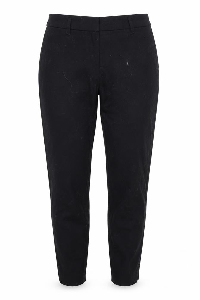 Front view of Sisley women’s black trousers, size UK 8, 25-inch leg