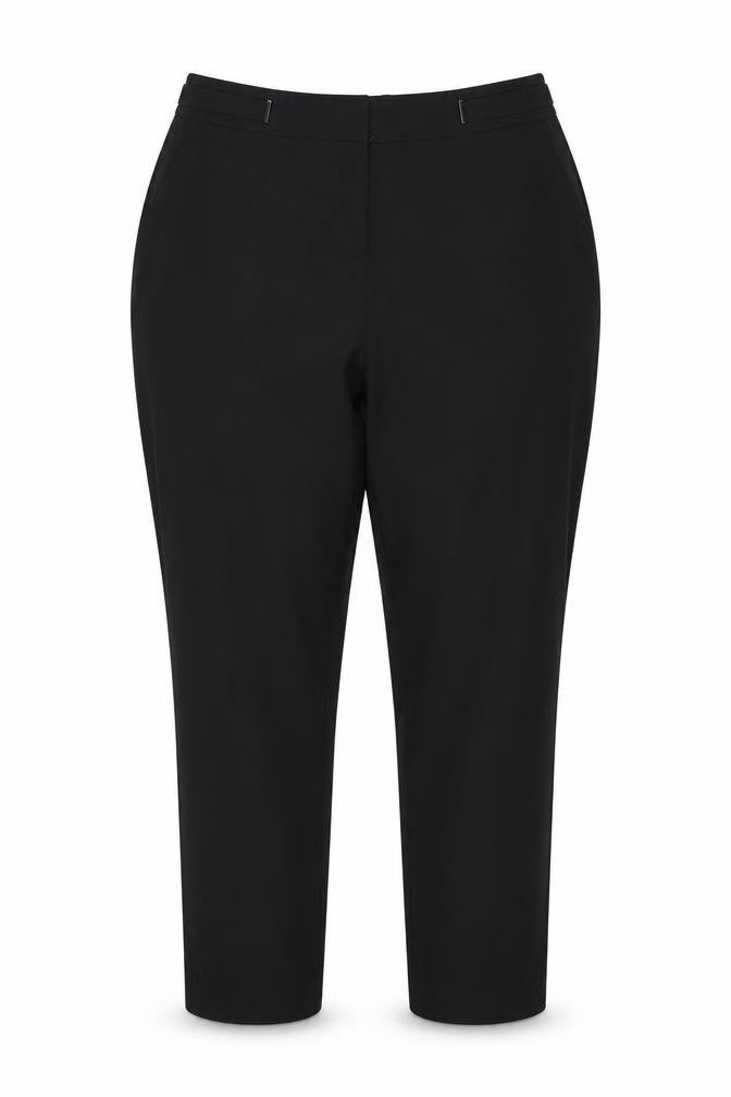 Front view of Evans women’s black trousers, size UK 18, 23-inch leg