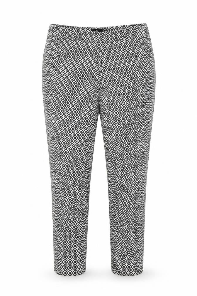 Front view of Doti women’s white argyle/diamond trousers, size UK 8, 26-inch leg